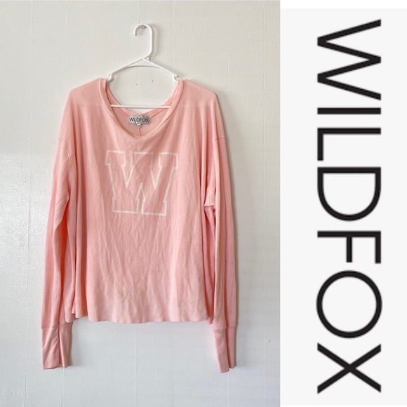 Wildfox Simply Sport Effortless W” Thermal Pullover Sweater/Top - Picture 2 of 10